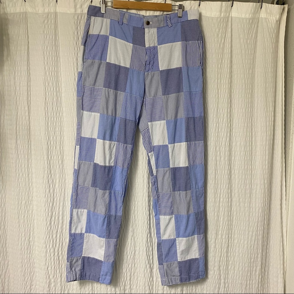 Brooks Brothers "346" Patch Gingham Blue/ White Trousers W36/ L34